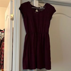 Plum midi dress with belt. Size small.